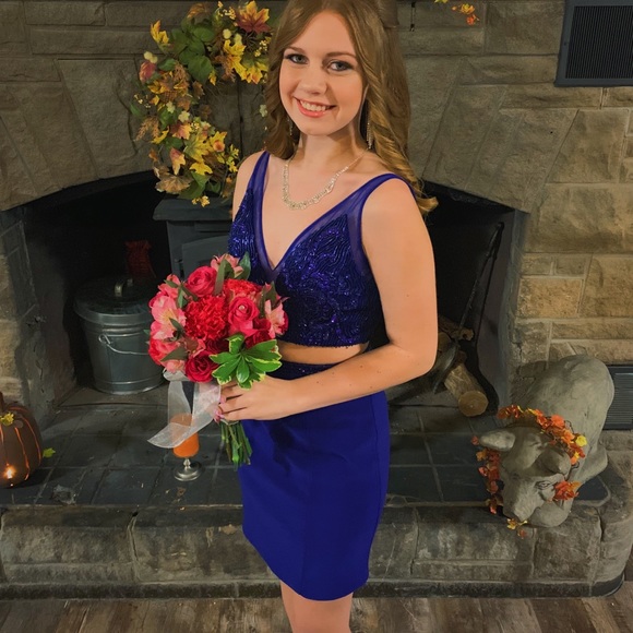 rachel allan two-piece purple homecoming formal dress - Picture 9 of 11